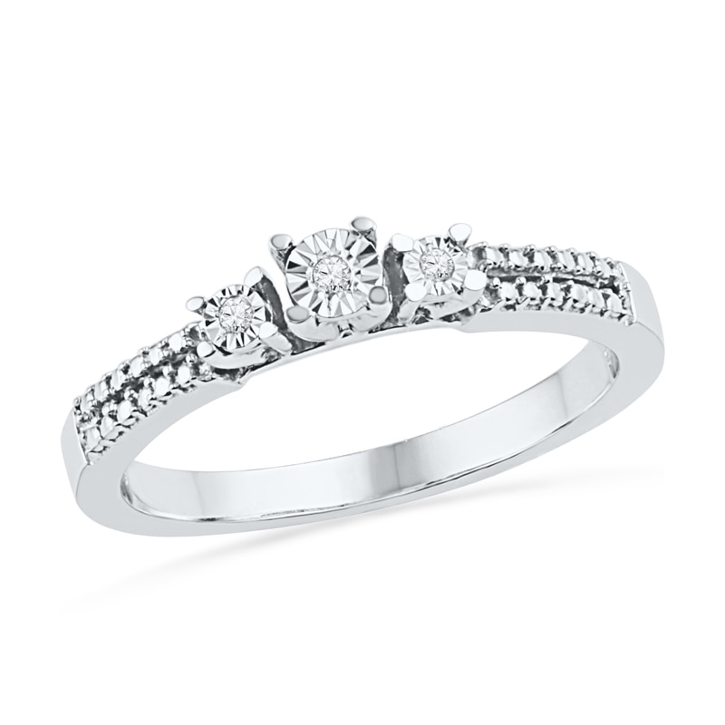 Main Image 1 of Diamond Accent Three Stone Promise Ring in Sterling Silver