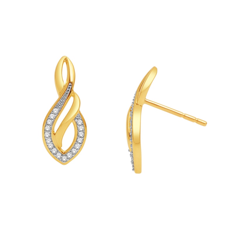 Diamond Accent Infinity Flame Drop Earrings in 10K Gold