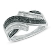 Thumbnail Image 0 of 0.50 CT. T.W. Enhanced Black and White Diamond Layered Bypass Ring in Sterling Silver