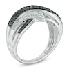 0.50 CT. T.W. Enhanced Black and White Diamond Layered Bypass Ring in Sterling Silver