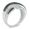 Thumbnail Image 1 of 0.50 CT. T.W. Enhanced Black and White Diamond Layered Bypass Ring in Sterling Silver