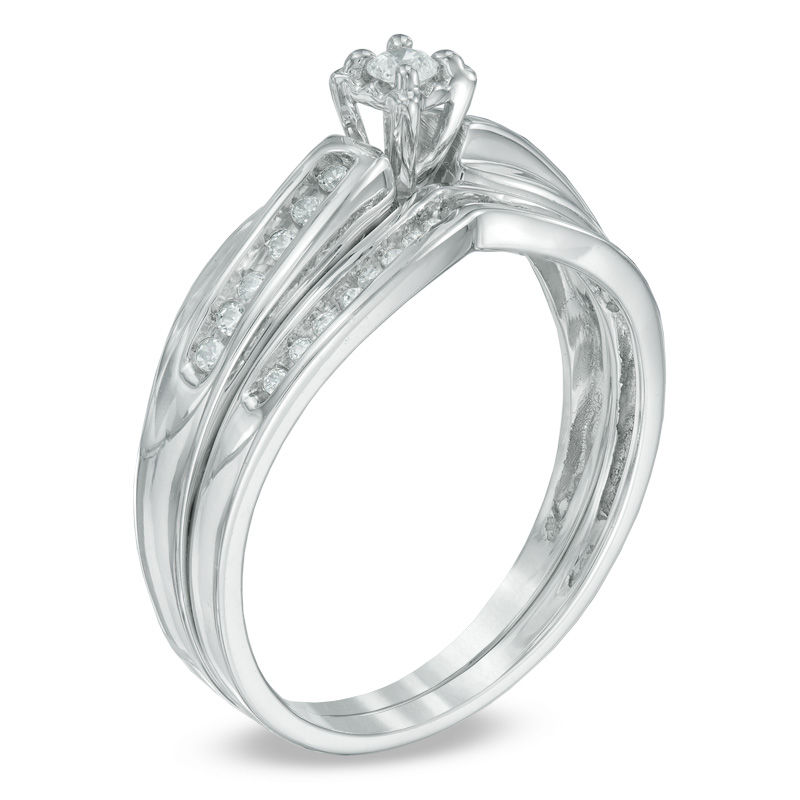 0.16 CT. T.W. Diamond Bridal Set Sterling Silver