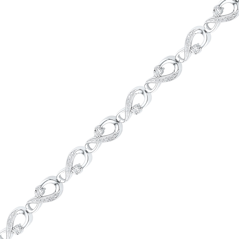 0.16 CT. T.W. Diamond Infinity Bracelet in Sterling Silver - 7.5"