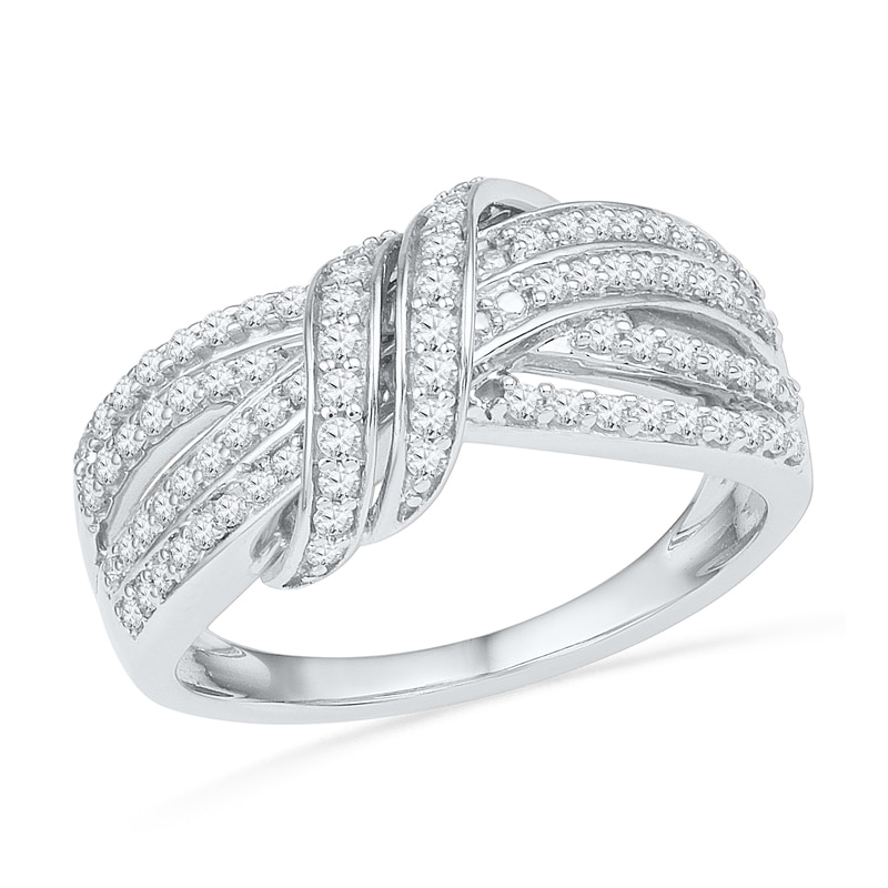 Main Image 1 of 0.50 CT. T.W. Diamond Loose Knot Ring in Sterling Silver
