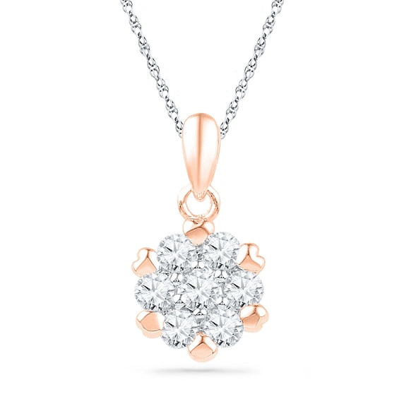 0.50 CT. T.W. Diamond Flower Cluster Pendant in 10K Rose Gold