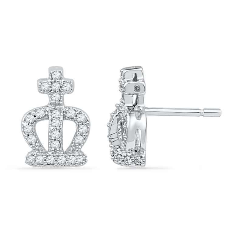 0.20 CT. T.W. Diamond Crown Stud Earrings in Sterling Silver