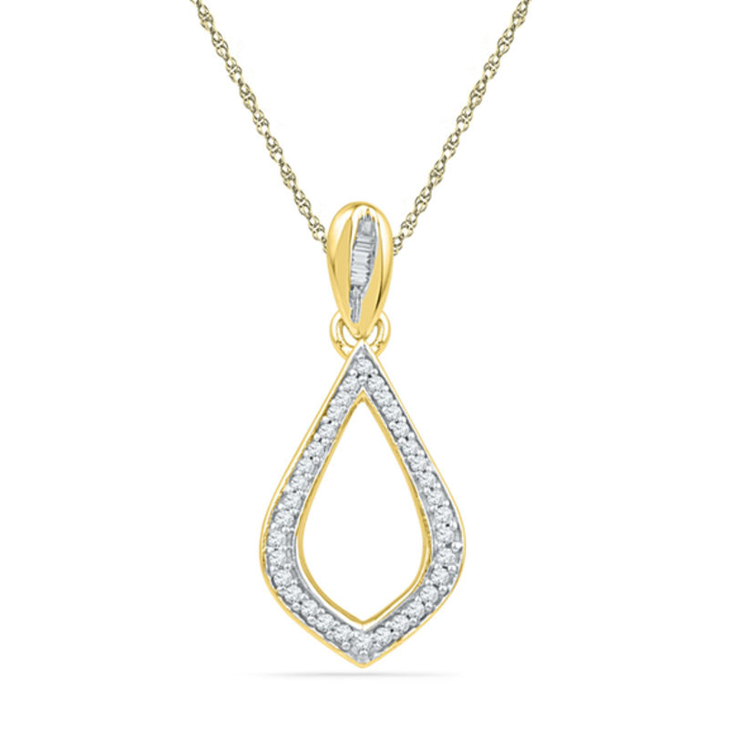 0.13 CT. T.W. Diamond Petal Pendant in 10K Gold|Peoples Jewellers