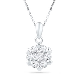0.50 CT. T.W. Diamond Flower Cluster Pendant in 10K White Gold
