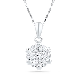 0.50 CT. T.W. Diamond Flower Cluster Pendant in 10K White Gold