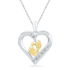 0.10 CT. T.W. Diamond Motherly Love Heart Pendant in Sterling Silver and 14K Gold Plate