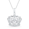 Thumbnail Image 1 of 0.16 CT. T.W. Diamond Crown Pendant in Sterling Silver