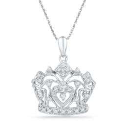 0.16 CT. T.W. Diamond Crown Pendant in Sterling Silver | Peoples