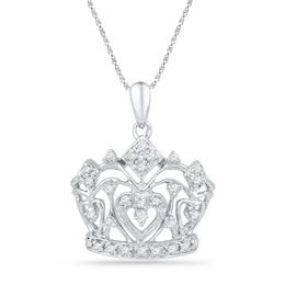 0.16 CT. T.W. Diamond Crown Pendant in Sterling Silver