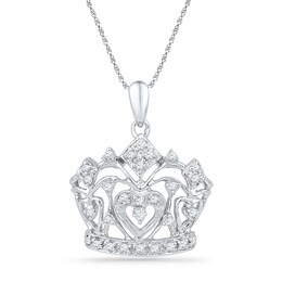0.16 CT. T.W. Diamond Crown Pendant in Sterling Silver