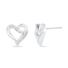 Diamond Accent Ribbon Heart Stud Earrings in Sterling Silver