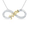 0.10 CT. T.W. Diamond Sideways Infinity with "Hope" Necklace in Sterling Silver and 14K Gold Plate