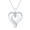 Thumbnail Image 0 of 0.16 CT. T.W. Diamond Double Heart Pendant in Sterling Silver