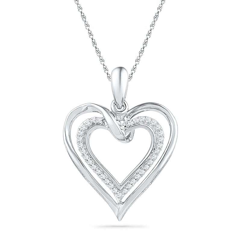 0.10 CT. T.W. Diamond Heart Pendant in Sterling Silver|Peoples Jewellers