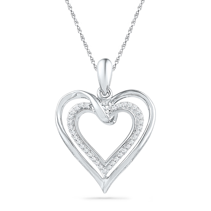 0.10 CT. T.W. Diamond Heart Pendant in Sterling Silver