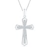 Thumbnail Image 0 of 0.20 CT. T.W. Diamond Cross Pendant in Sterling Silver