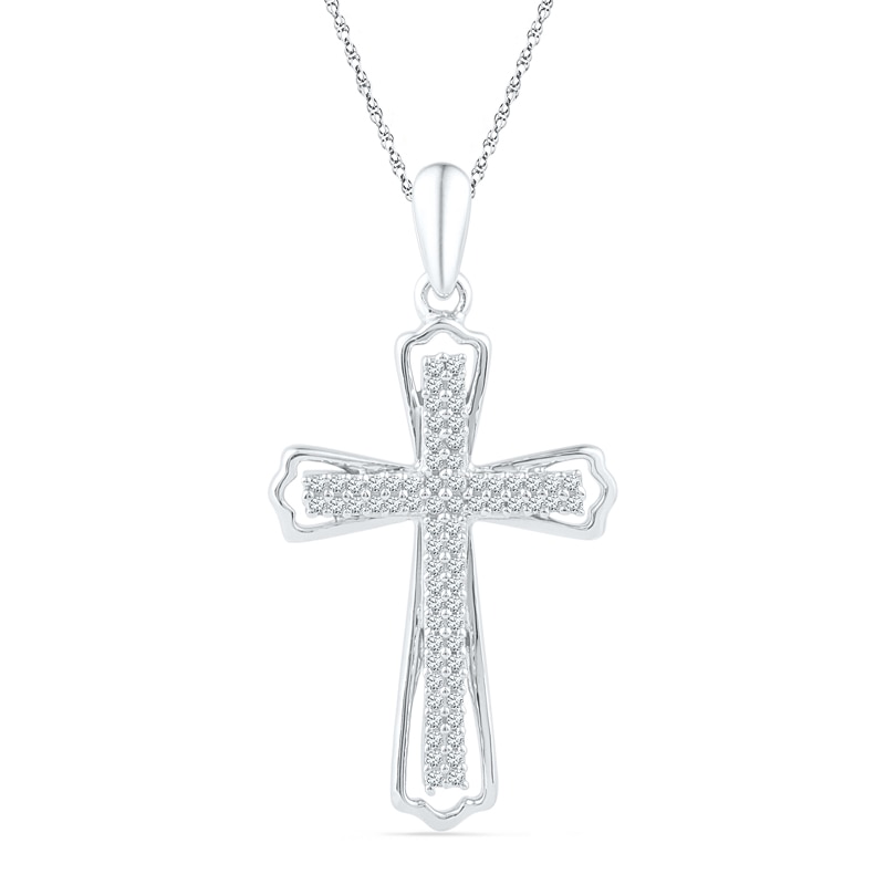 0.20 CT. T.W. Diamond Cross Pendant in Sterling Silver