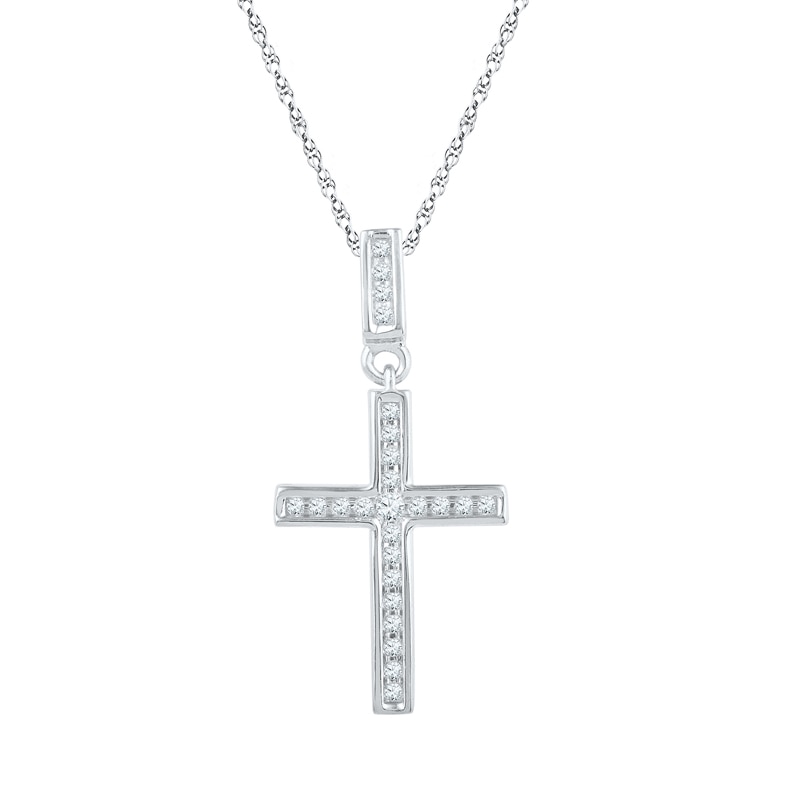0.20 CT. T.W. Diamond Cross Pendant in Sterling Silver