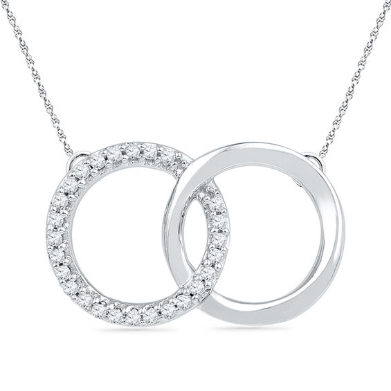 0.10 CT. T.W. Diamond Interlocking Circles Necklace in Sterling
