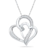 Thumbnail Image 0 of 0.13 CT. T.W. Diamond Double Heart Pendant in Sterling Silver