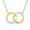Thumbnail Image 1 of 0.10 CT. T.W. Diamond Interlocking Circles Necklace in 10K Gold