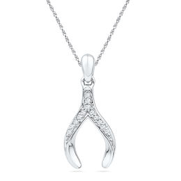 Diamond Accent Wishbone Pendant in Sterling Silver