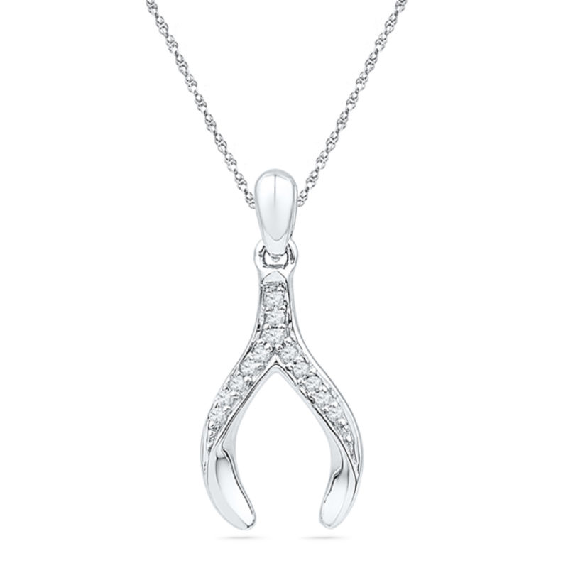 Main Image 1 of Diamond Accent Wishbone Pendant in Sterling Silver
