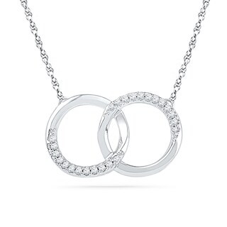 0.10 CT. T.W. Diamond Interlocking Circles Necklace in 10K White Gold
