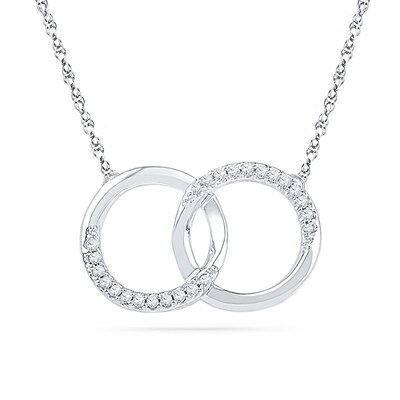 0.10 CT. T.W. Diamond Interlocking Circles Necklace in 10K White Gold