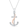 Thumbnail Image 1 of 0.10 CT. T.W. Diamond Anchor Pendant in Sterling Silver and 10K Rose Gold