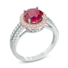 Thumbnail Image 1 of 8.0mm Lab-Created Ruby and White Sapphire Frame Ring in Sterling Silver with 14K Rose Gold Plate