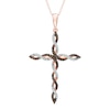 Thumbnail Image 1 of 0.18 CT. T.W. Enhanced Cognac and White Diamond Braid Cross Pendant in 10K Rose Gold