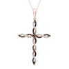 Thumbnail Image 0 of 0.18 CT. T.W. Enhanced Cognac and White Diamond Braid Cross Pendant in 10K Rose Gold