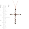 Thumbnail Image 1 of 0.18 CT. T.W. Enhanced Cognac and White Diamond Braid Cross Pendant in 10K Rose Gold
