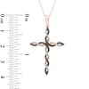 Thumbnail Image 2 of 0.18 CT. T.W. Enhanced Cognac and White Diamond Braid Cross Pendant in 10K Rose Gold
