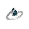 0.15 CT. T.W. Enhanced Blue and White Diamond Overlay Teardrop Ring in 10K White Gold