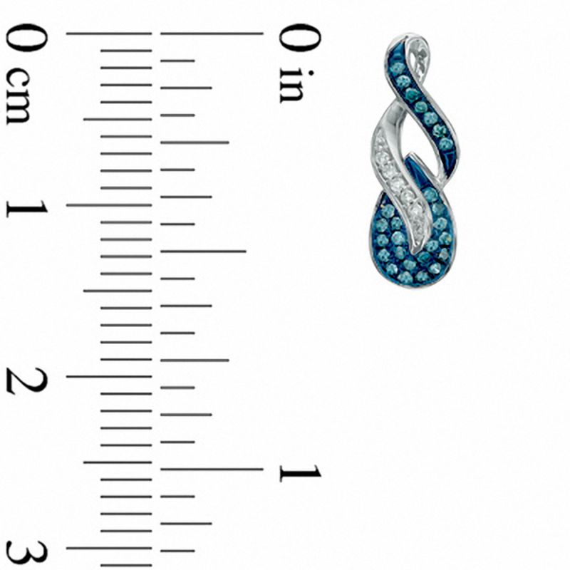 0.15 CT. T.W. Enhanced Blue and White Diamond Overlay Teardrop Earrings in 10K White Gold