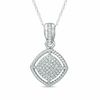 Thumbnail Image 0 of 0.15 CT. T.W. Diamond Tilted Square with Rope Frame Pendant in 10K White Gold