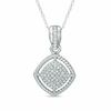 Thumbnail Image 1 of 0.15 CT. T.W. Diamond Tilted Square with Rope Frame Pendant in 10K White Gold