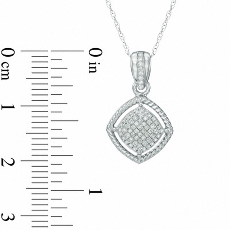 0.15 CT. T.W. Diamond Tilted Square with Rope Frame Pendant in 10K White Gold