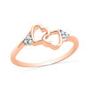 Thumbnail Image 1 of Diamond Accent Double Heart Promise Ring in 10K Rose Gold
