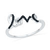 Black Diamond Accent Cursive "love" Ring in Sterling Silver