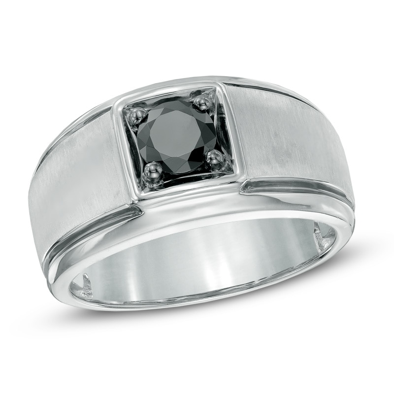 Men's 1.00 CT. Black Diamond Solitaire Ring in Sterling Silver|Peoples Jewellers