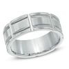 Men's 8.0mm Column Grooved Cobalt Wedding Band - Size 10