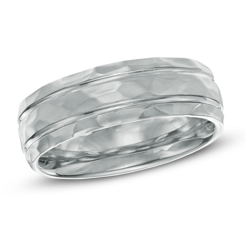 Main Image 1 of 8.0mm Hammered Stainless Steel Wedding Band - Size 10