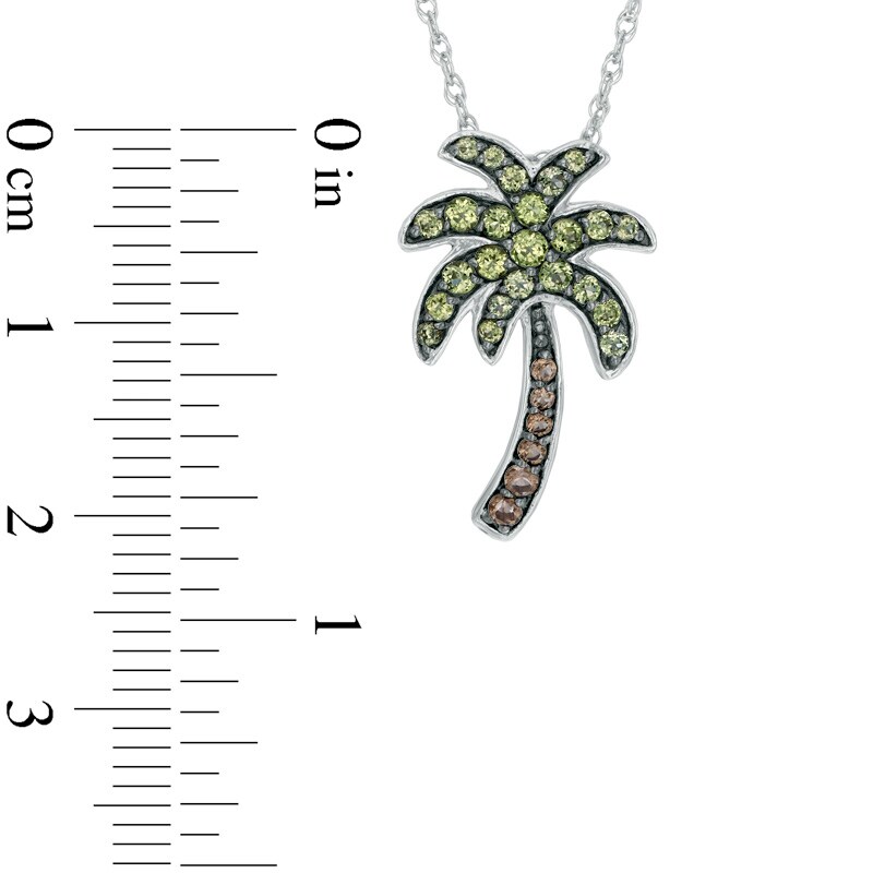 Peridot and Smoky Quartz Palm Tree Pendant in Sterling Silver